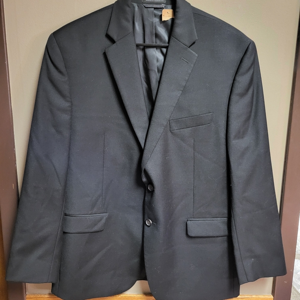 Lauren Ralph Lauren Mens Suit Jacket 46‎ R Black Wool Blazer Made in India